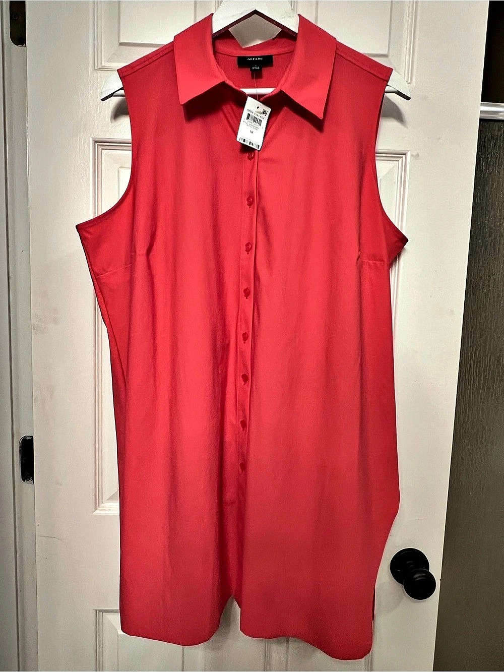 Alfani Sleeveless Midi Shirt Dress Pink 1X NWT